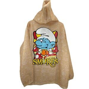 The Smurfs Hooded Anorak Windbreaker Rain Jacket hooded mens unisex XL